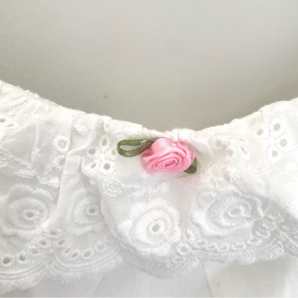 Cider White Eyelet Lace Ruffle Strap babydoll Midi Dress Cottagecore Large - Picture 5 of 10